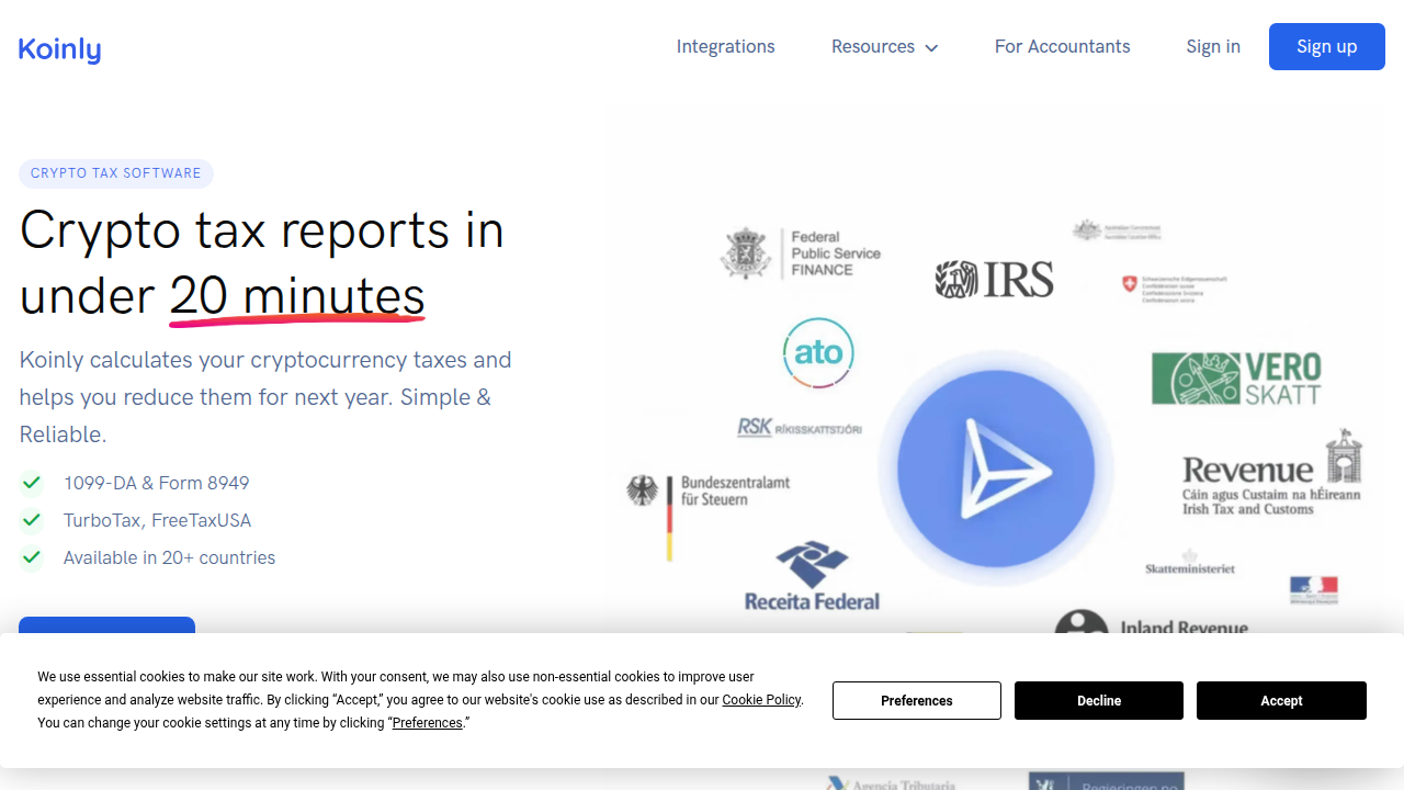 A screenshot of Koinly.io, a crypto tax software, highlighting the importance of tracking transactions for tax compliance.