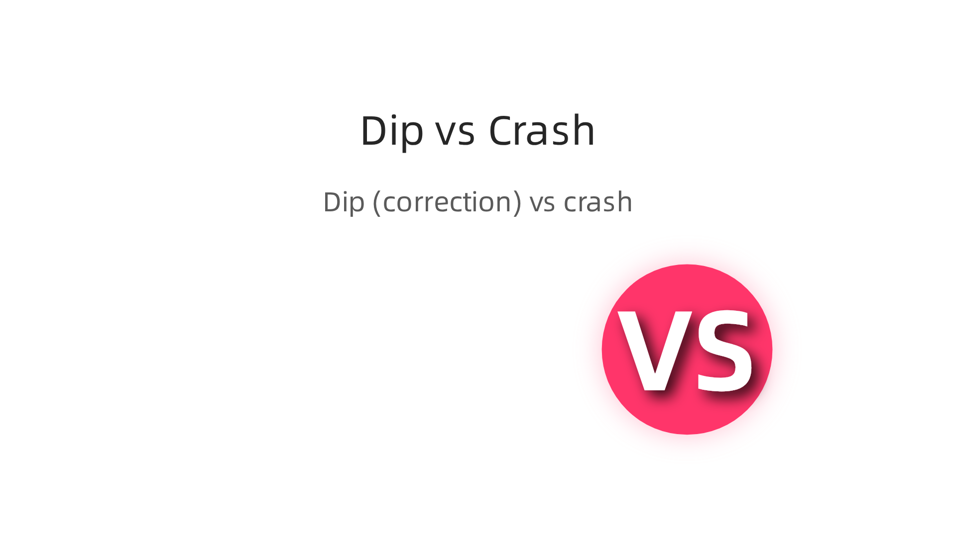 An infographic illustrating the difference between a market dip (smaller decline) and a crash (severe, rapid decline).
