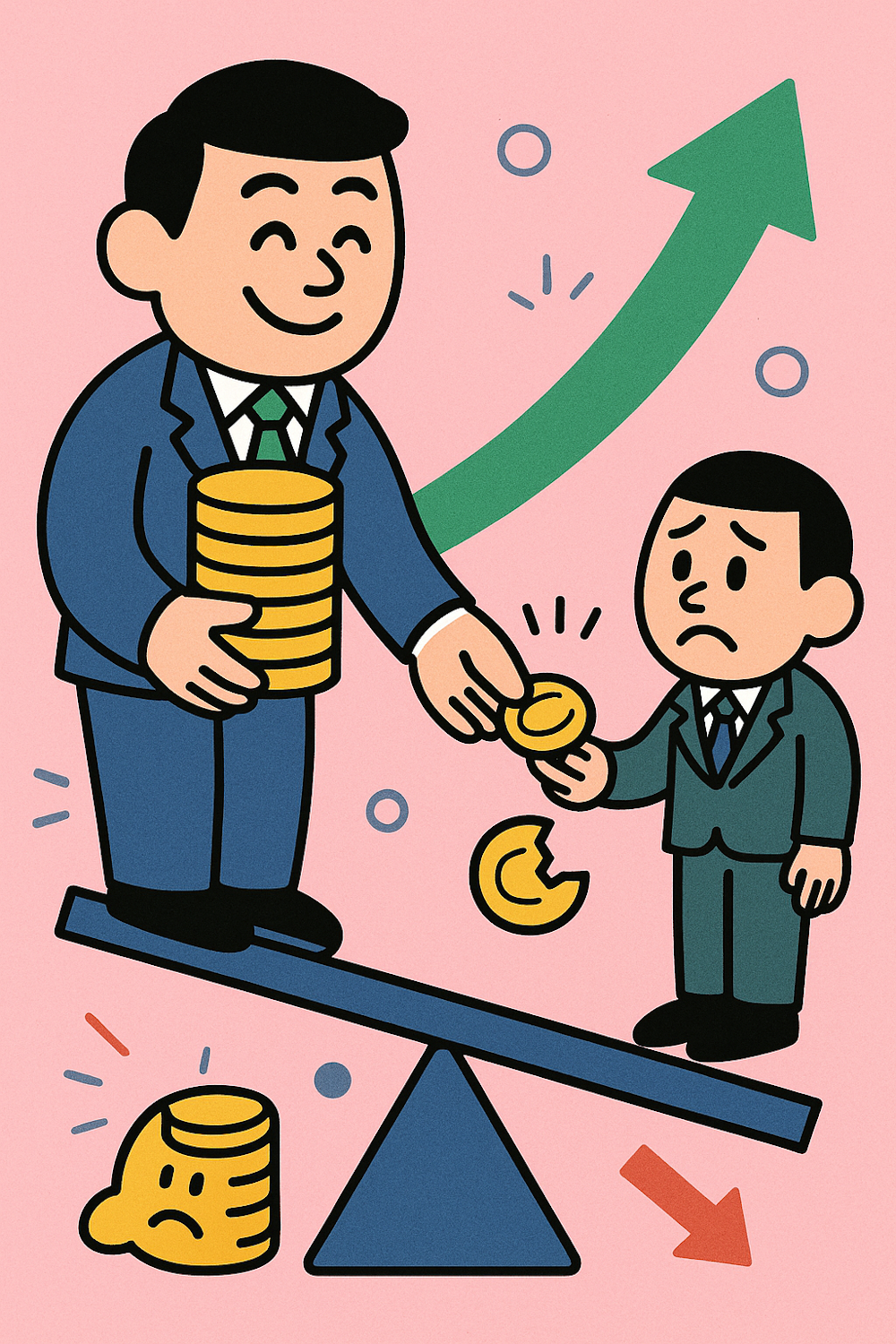 A person observing a small, highly valued collection of rare items next to a large pile of common, less valuable items, symbolizing the concept of crypto supply and value.