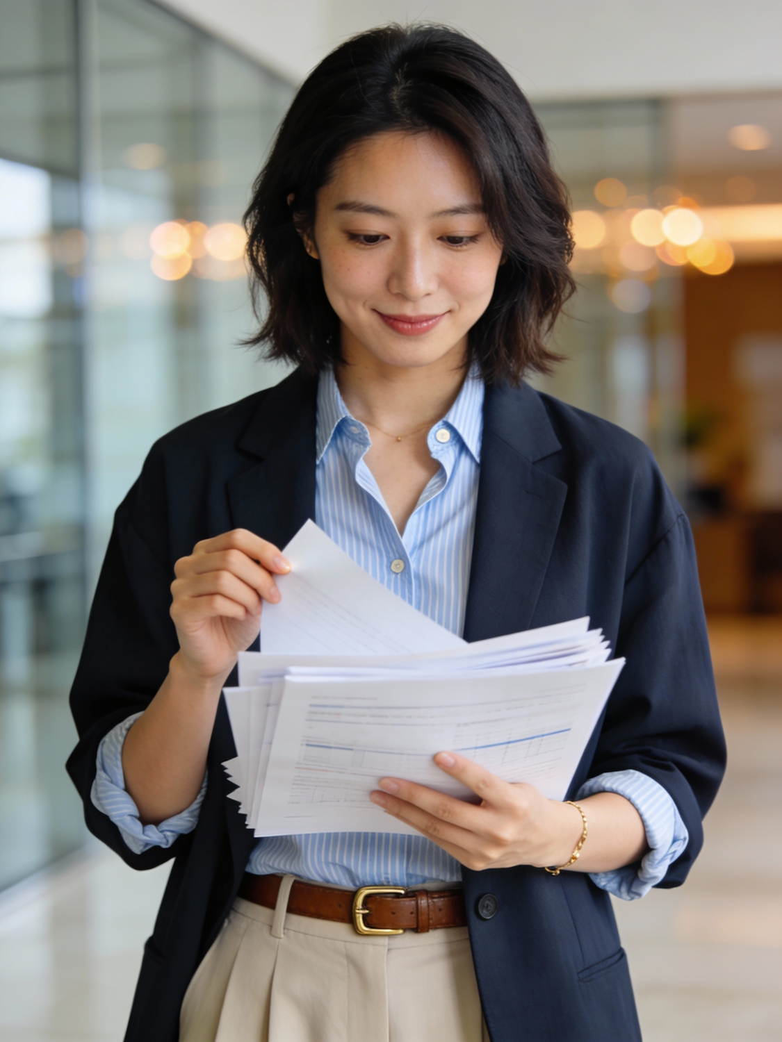 A person confidently reviewing documents related to a project's team profiles, roadmap, and audit reports, symbolizing due diligence in crypto investing.