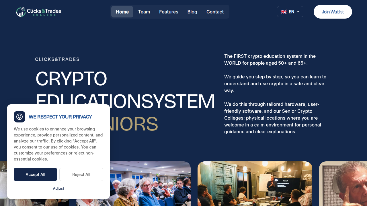 A screenshot of the Clicks and Trades newsletter homepage, offering simple guidance and safety tips for everyday crypto users.